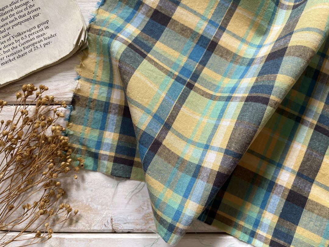 ■0.5m■延長可能■コットンチェック◇イエローXブルー系_画像2
