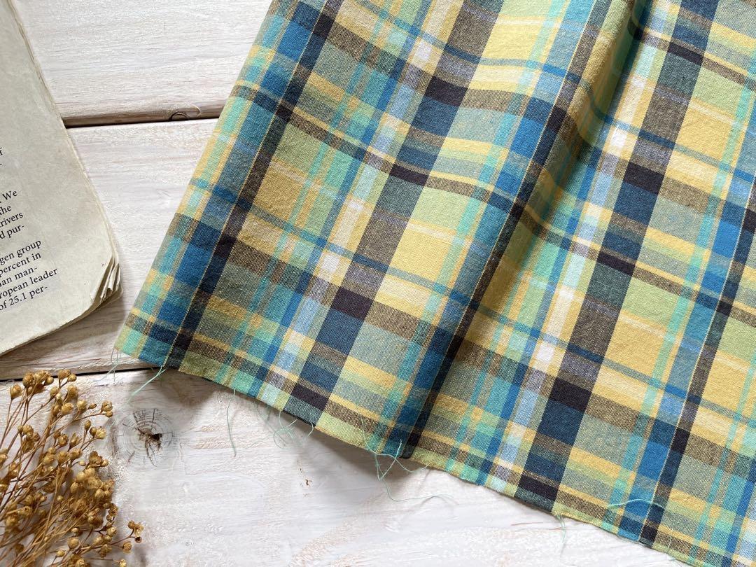 ■0.5m■延長可能■コットンチェック◇イエローXブルー系_画像6