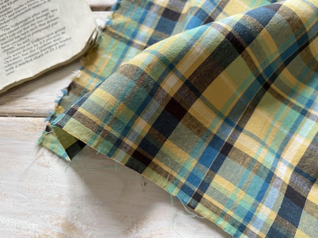 ■0.5m■延長可能■コットンチェック◇イエローXブルー系_画像4