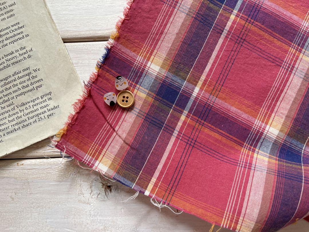 ■0.5m■延長可能■コットンチェック◇ターキーレッドXネイビー_画像4