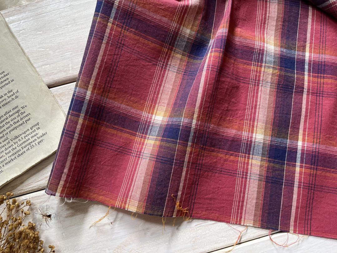 ■0.5m■延長可能■コットンチェック◇ターキーレッドXネイビー_画像5