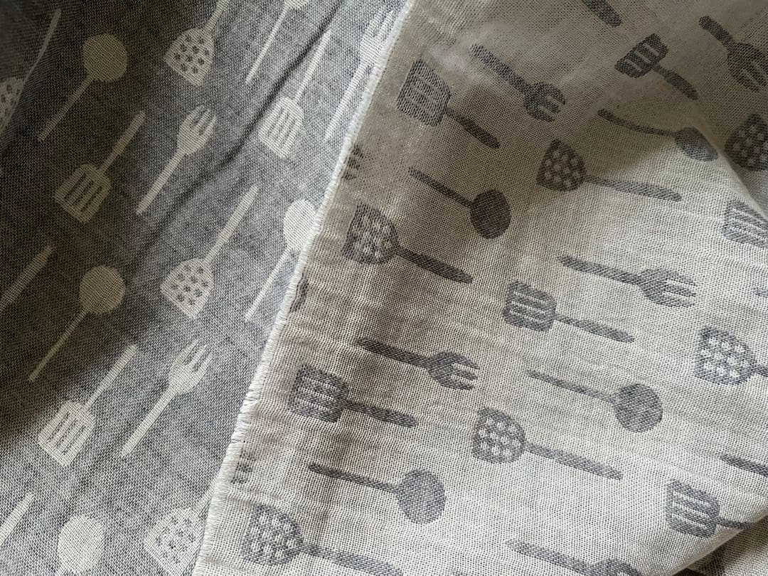 ■0.5ｍ■延長可能オーガニック100％ダブルガーゼキッチン◇ネイビーグレー_画像4