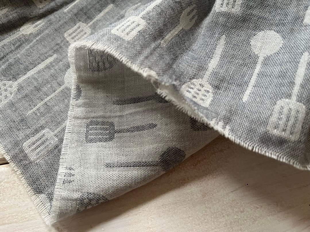 ■0.5ｍ■延長可能オーガニック100％ダブルガーゼキッチン◇ネイビーグレー_画像7