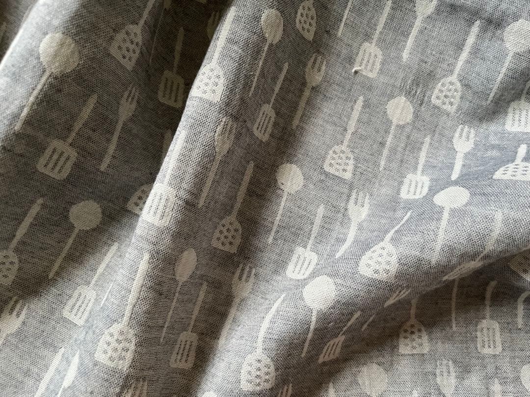 ■0.5ｍ■延長可能オーガニック100％ダブルガーゼキッチン◇ネイビーグレー_画像3