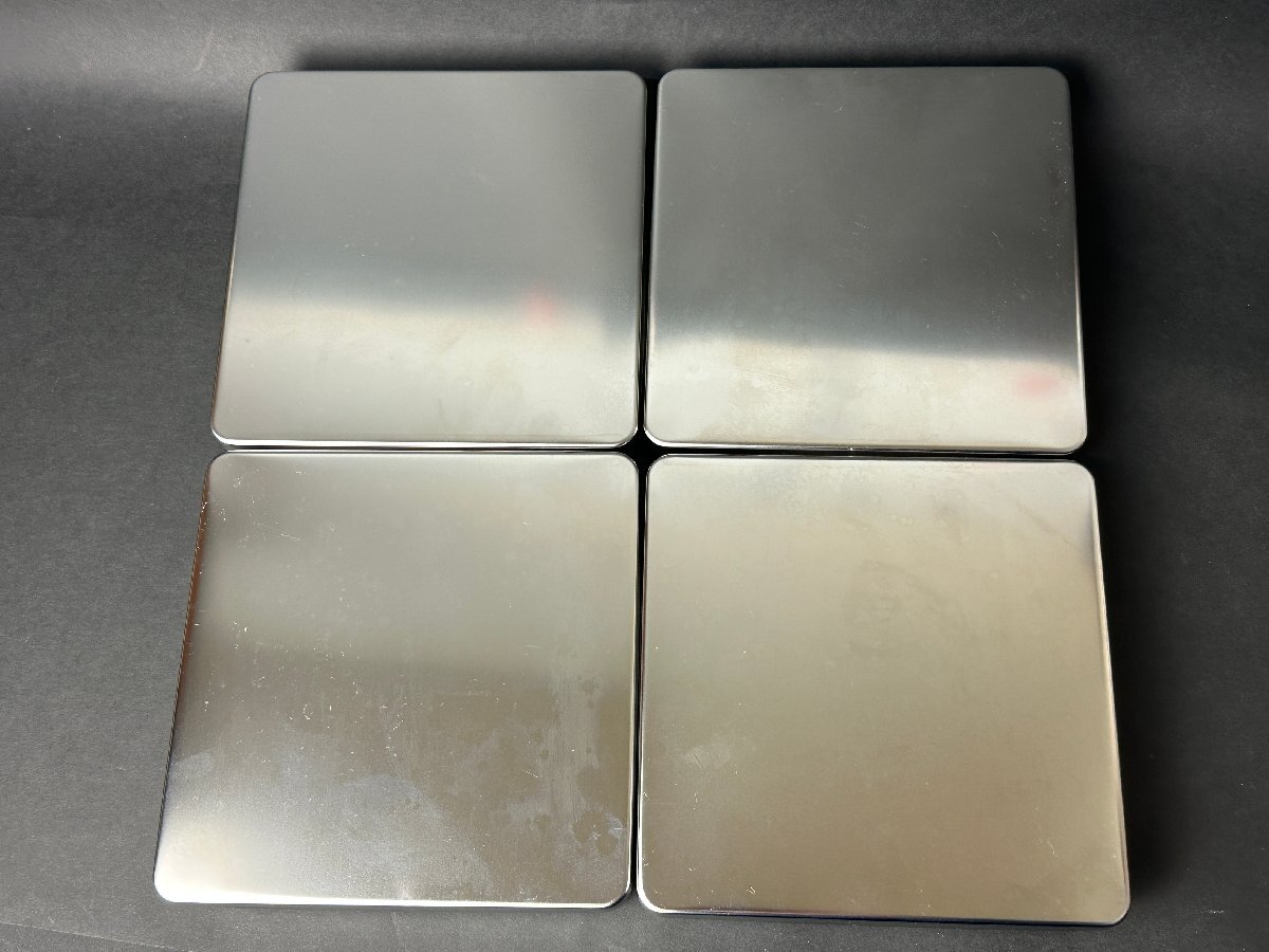 Y675『未使用品』4個セット 18-8ステンレス 187×187×H40mm バット 保存容器 深型 中子なし 業務用 厨房 蓋付き トレイ アウトレット品_画像3