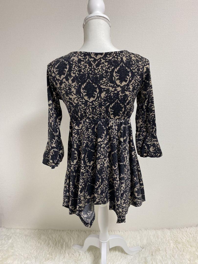 754花柄 七分袖 Vネックワンピースカジュアルファッション_画像4