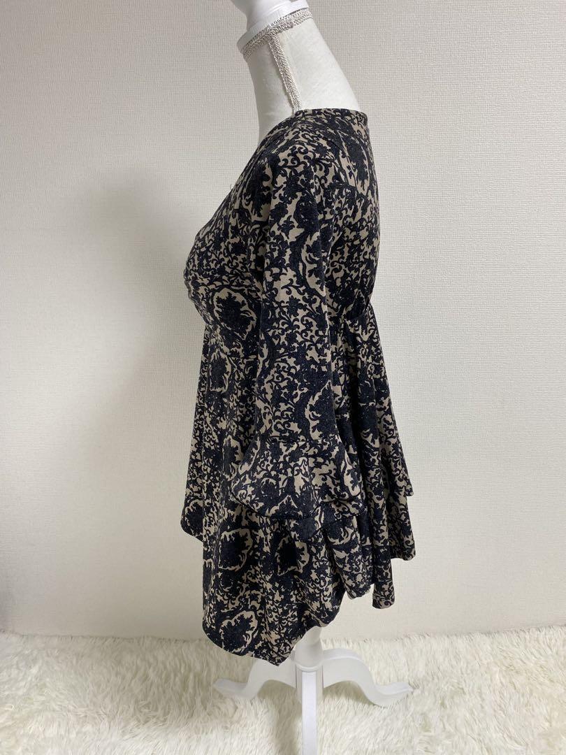 754花柄 七分袖 Vネックワンピースカジュアルファッション_画像5