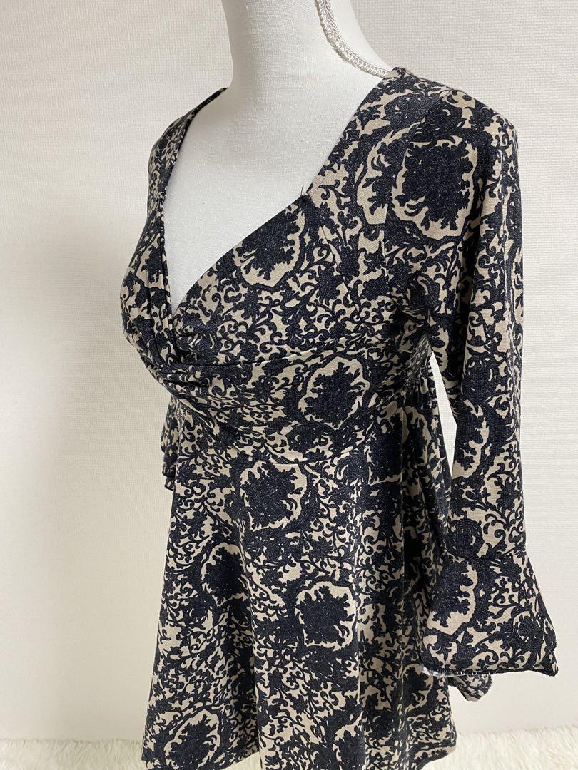 754花柄 七分袖 Vネックワンピースカジュアルファッション_画像6