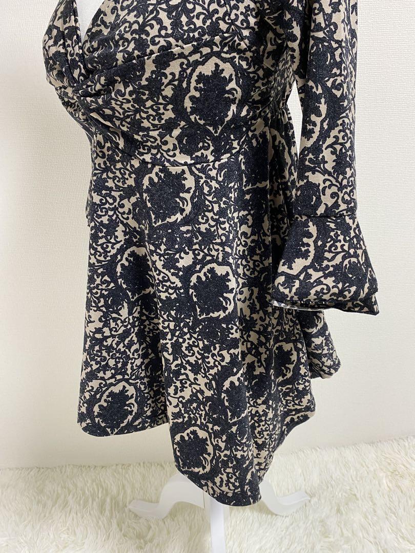 754花柄 七分袖 Vネックワンピースカジュアルファッション_画像7