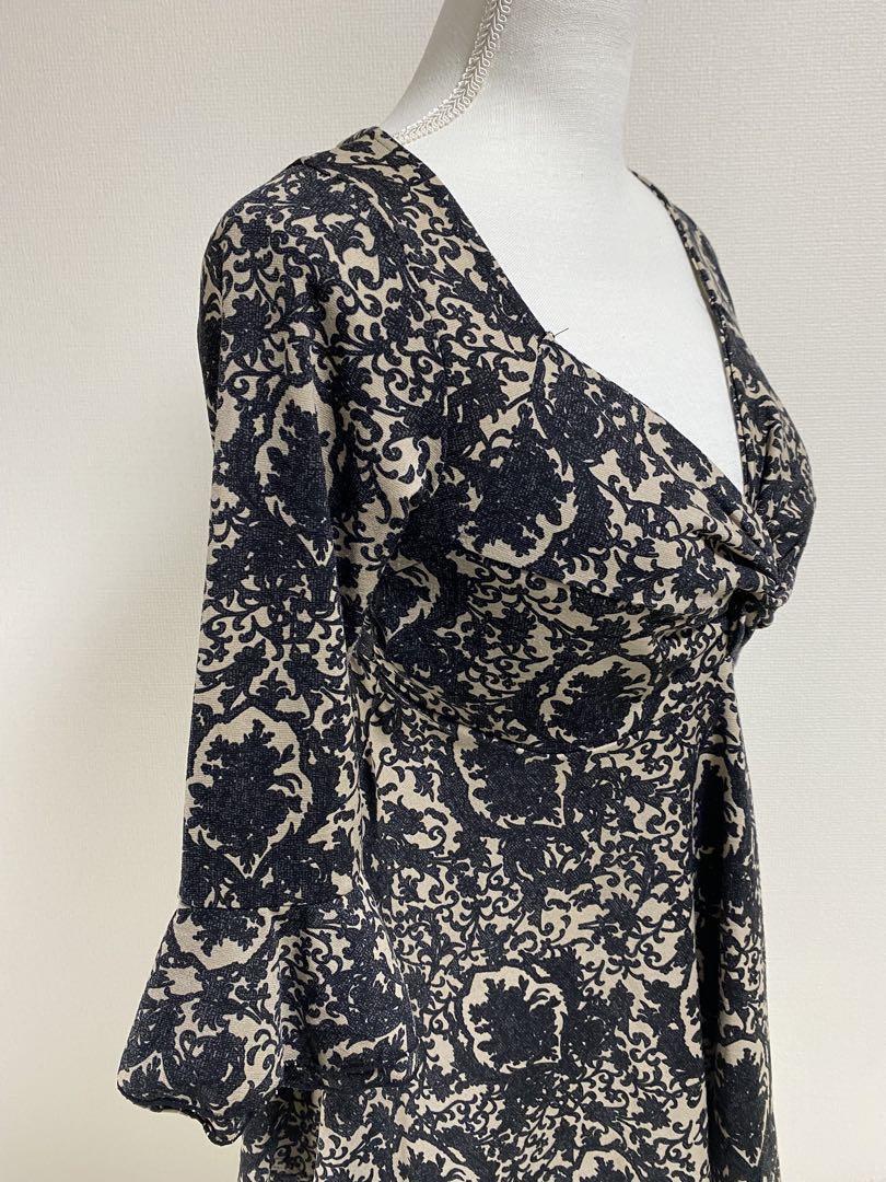 754花柄 七分袖 Vネックワンピースカジュアルファッション_画像8