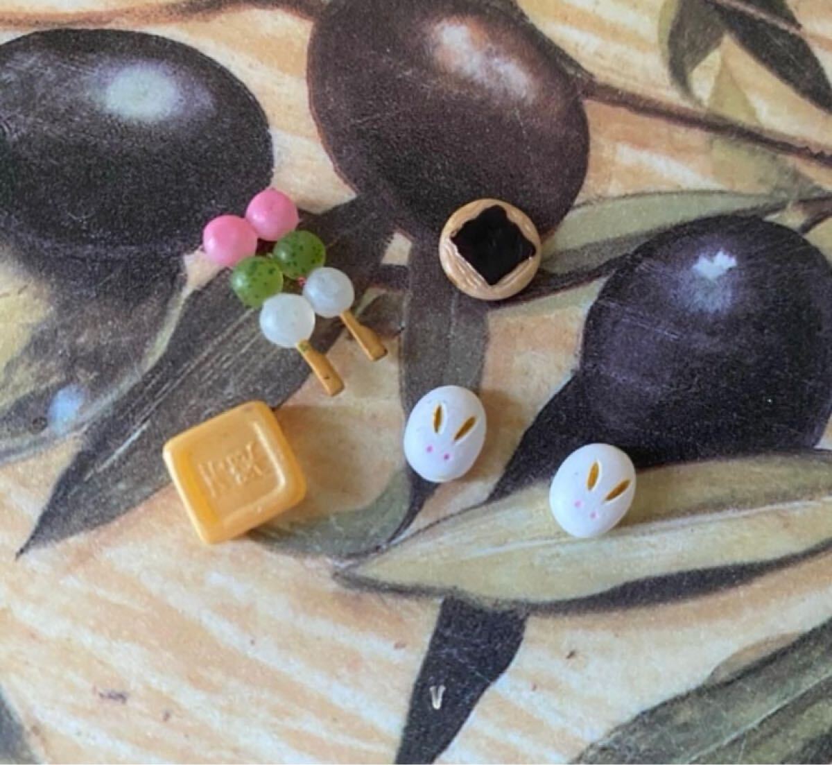 ミニチュア　和菓子 スイーツ　団子　モナカ　饅頭　ウサギ　海苔煎餅　リーメント　ミニチュアフード　ミニチュアスィーツ　ぷちサンプル_画像2