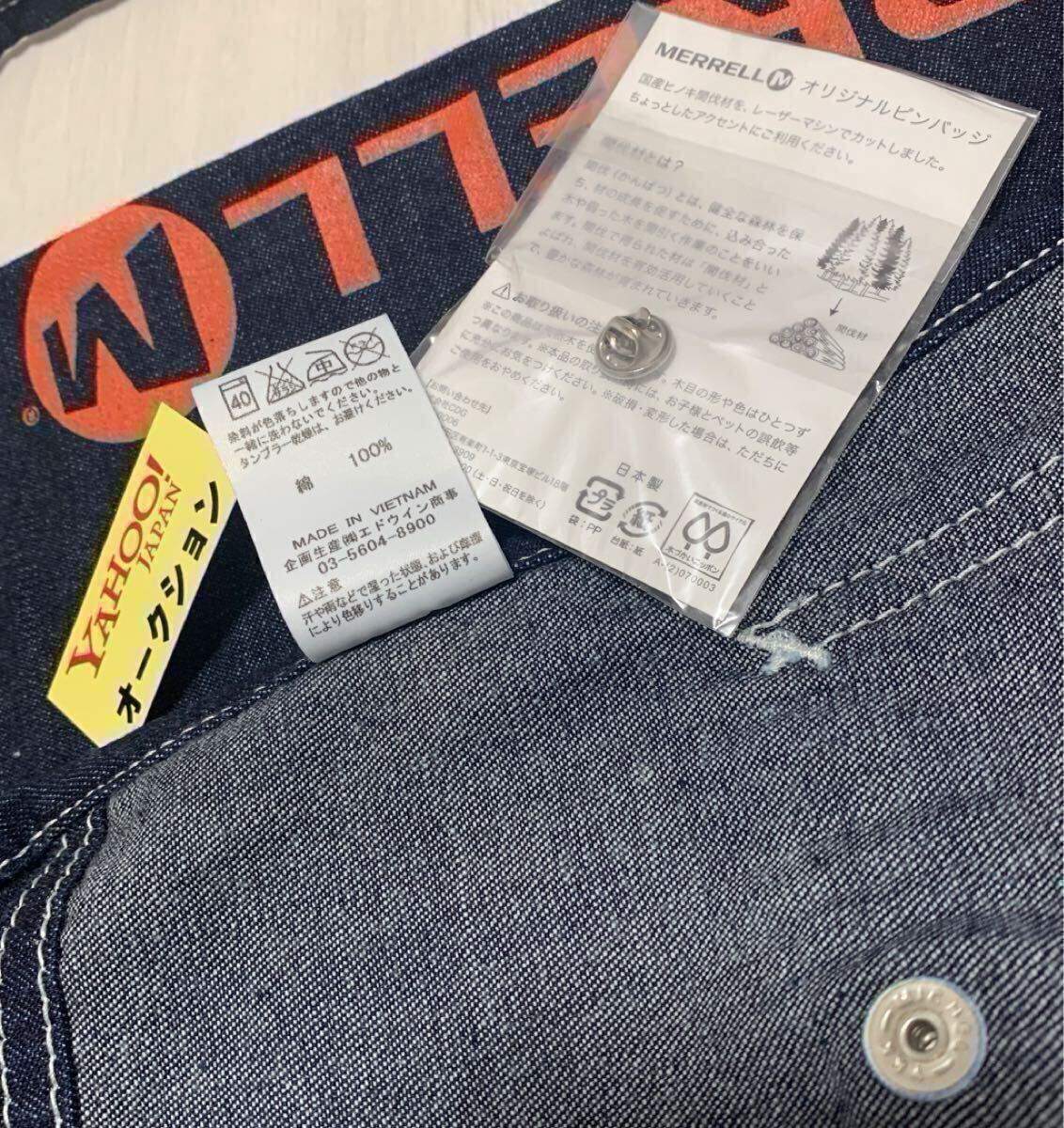 非売品 コラボ Lee MERRELL ワークエプロン タグ付★バンダナ★トートバッグ★ピンバッジ★靴 シューズ ガチャ★メレル★グッズ アウトドア_画像6