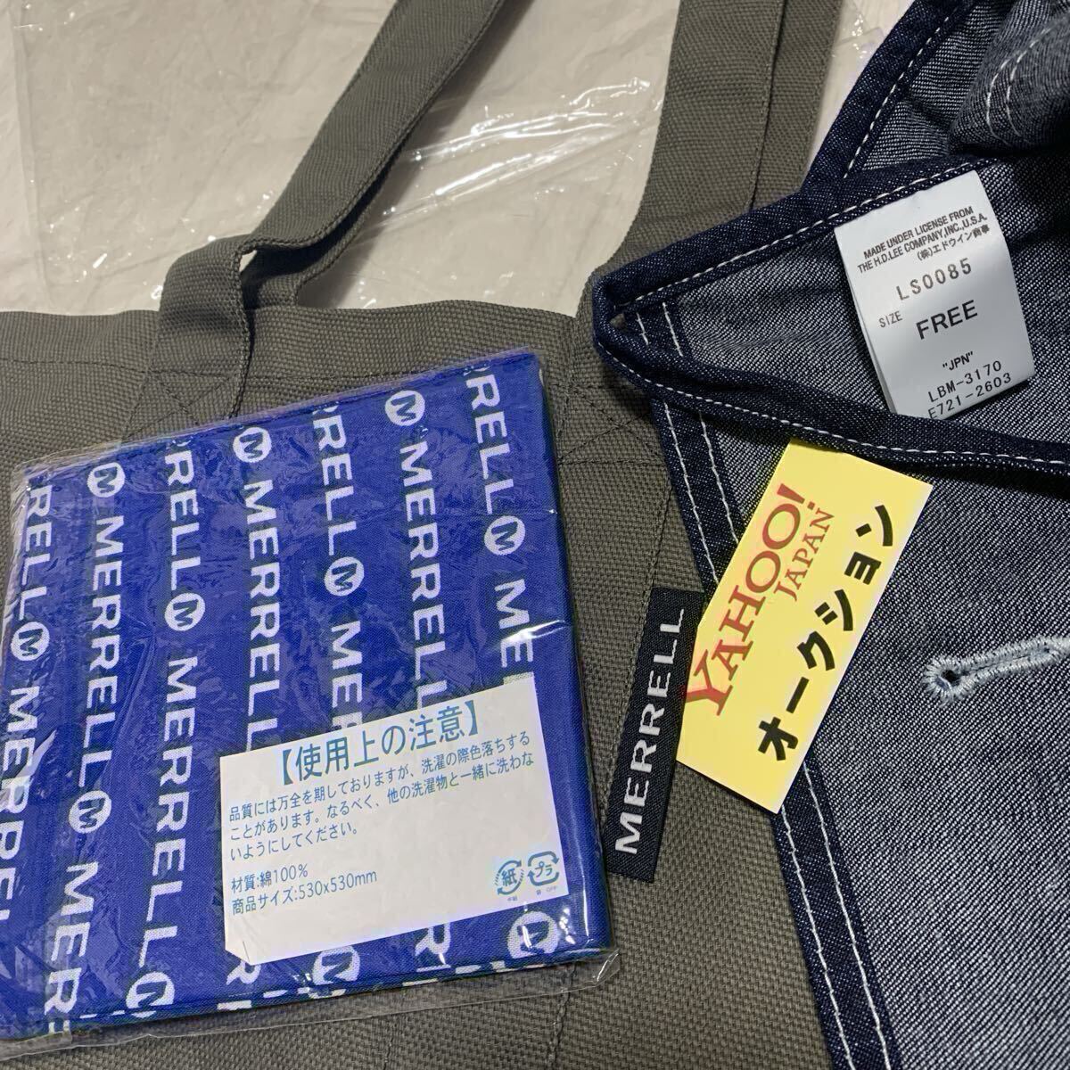 非売品 コラボ Lee MERRELL ワークエプロン タグ付★バンダナ★トートバッグ★ピンバッジ★靴 シューズ ガチャ★メレル★グッズ アウトドア_画像10