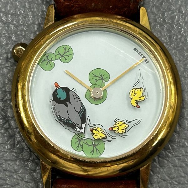 ◆即決◆メンズ腕時計◆ブッシャー BEUCHAT★カルガモ親子の秒針 ノンデイト クォーツ MADE IN FRANCE★稼働 美品★全文を必読ください◆_画像2