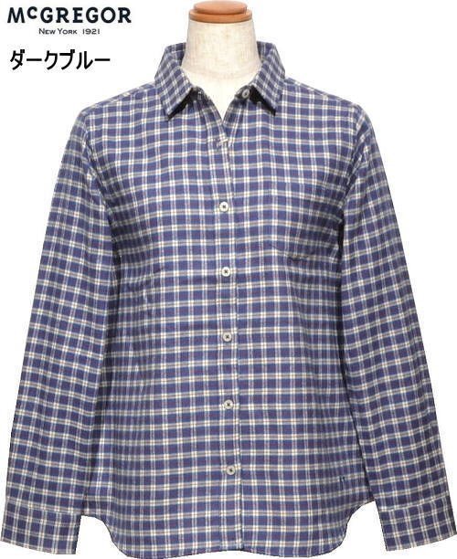 【ダークブルー L】 マクレガー 長袖シャツ レディース 311174801 起毛 ブラウス ネルシャツ McGREGOR_画像1