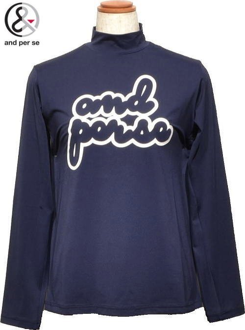 【ネイビー M】 アンパスィ 長袖ハイネックシャツ レディース AFF9204V4 吸汗速乾 UVカット アンパシー 長袖モックネックシャツ 長袖シャツ_画像1