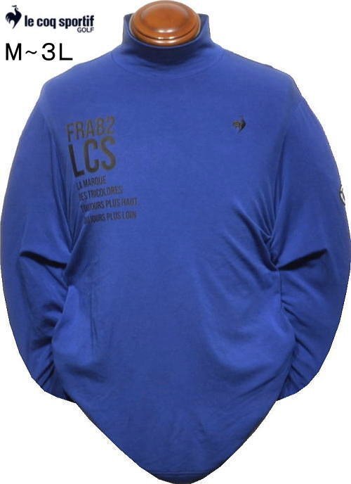 【ダークブルー LL】 ルコックゴルフ モックネック長袖シャツ メンズ LG4FLS56M ストレッチフォーサー 裏起毛 保温 ハイネックカットソー_画像1
