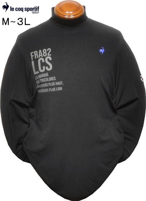【ブラック LL】 ルコックゴルフ モックネック長袖シャツ メンズ LG4FLS56M ストレッチフォーサー 裏起毛 保温 ハイネックカットソー_画像1
