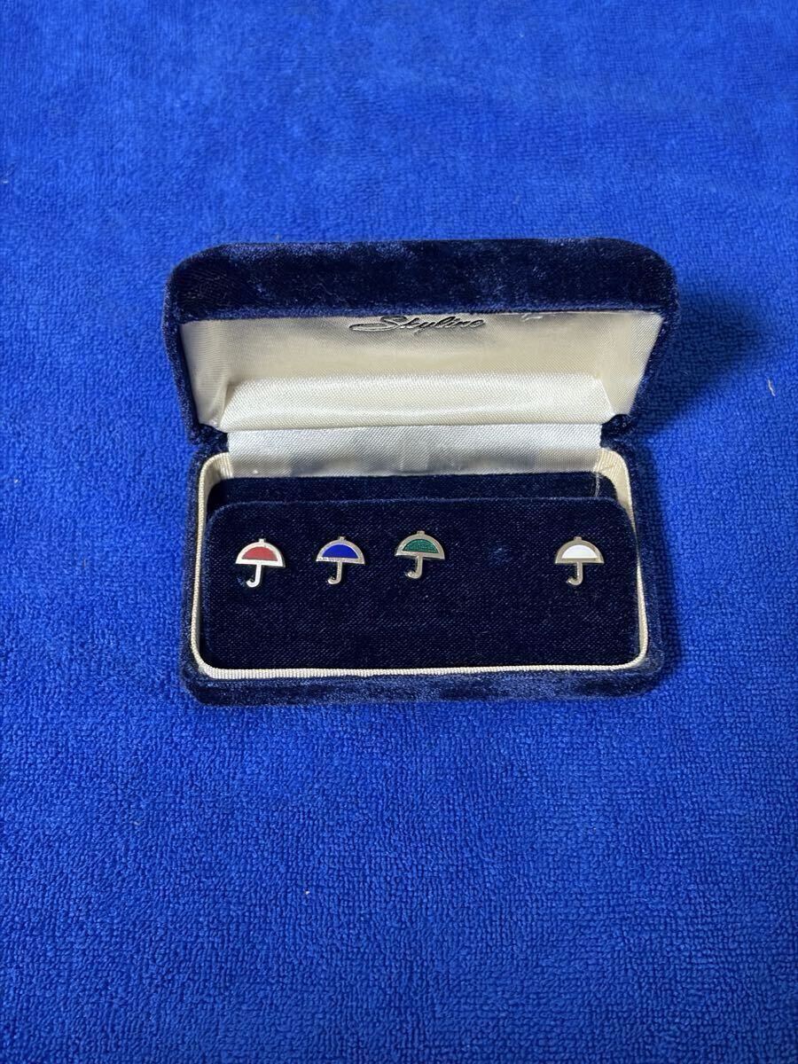当時物 SKYLINE スカイライン ケンメリピンバッジ 4色セット アンブレラ 傘 純銀七宝 ヴィンテージ 希少 C110_画像2