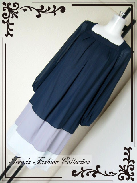 ☆☆ナチュラルビューティー リボンステッチ ティアード ワンピース_画像1