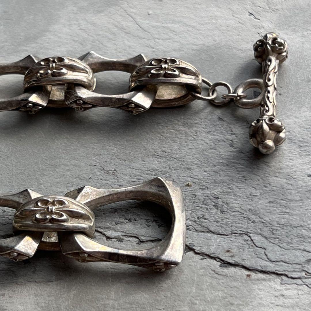 ヴィンテージ フローラルクロス チェーン ブレスレット 925 刻印 VINTAGE シルバー アンティーク SILVER_画像6
