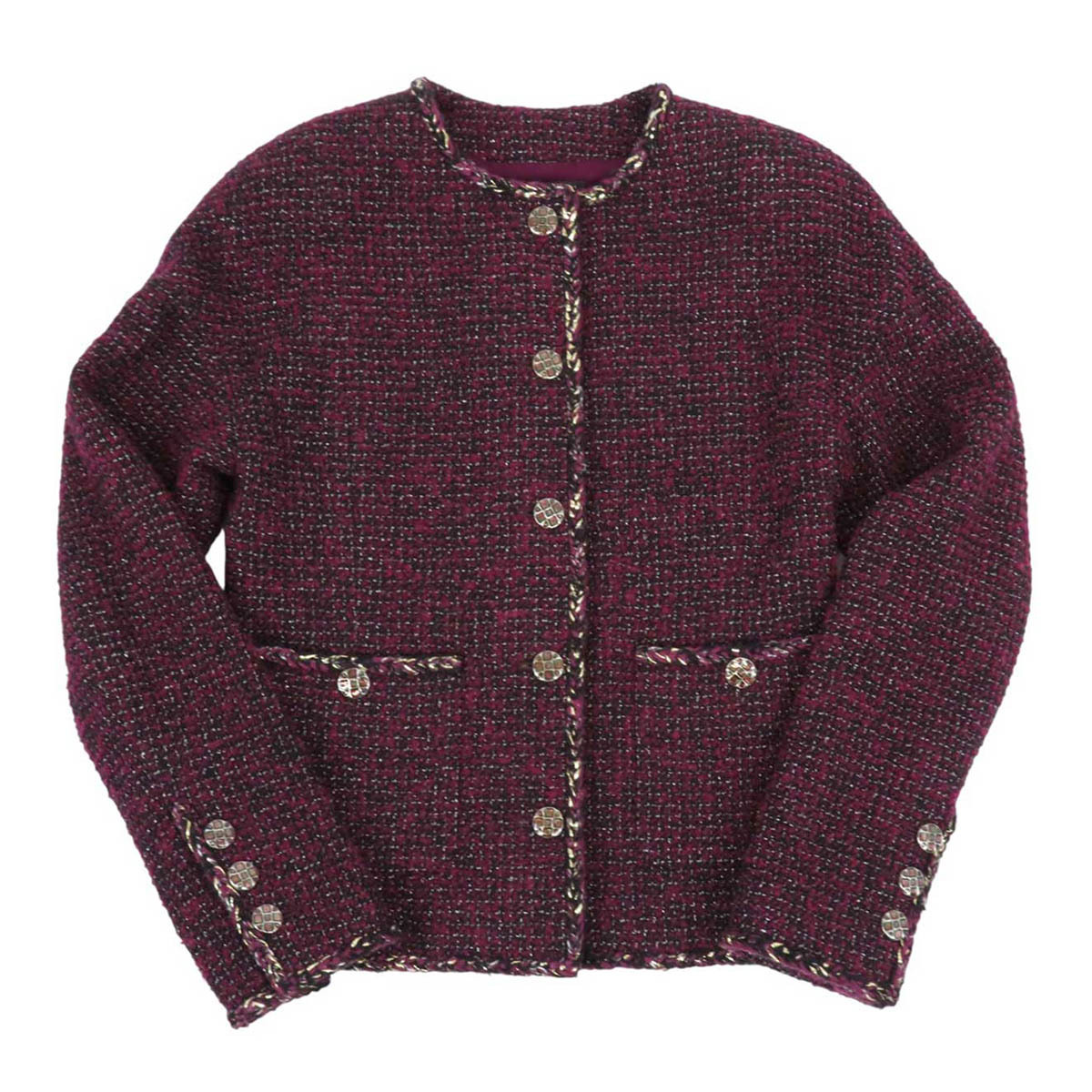 シャネル ココマーク ツイード ジャケット P73202V62315 レディース ボルドー ブラック 他 CHANEL 中古 【アパレル・小物】_画像1