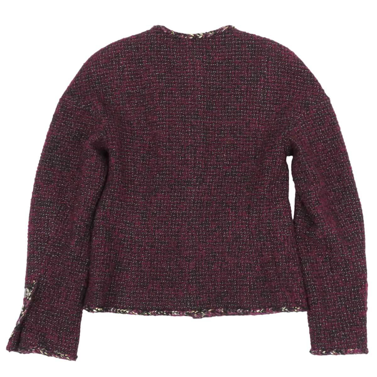 シャネル ココマーク ツイード ジャケット P73202V62315 レディース ボルドー ブラック 他 CHANEL 中古 【アパレル・小物】_画像2