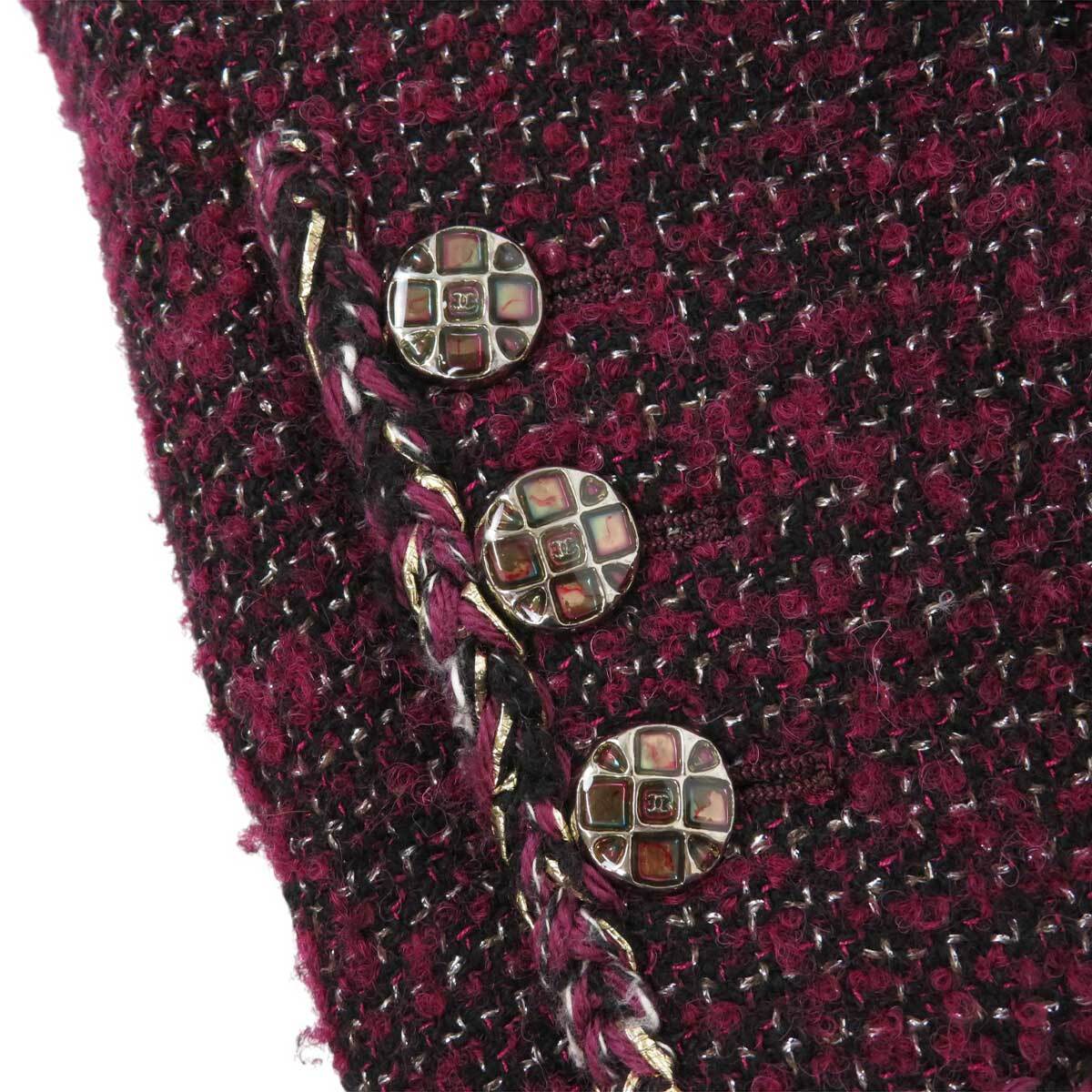 シャネル ココマーク ツイード ジャケット P73202V62315 レディース ボルドー ブラック 他 CHANEL 中古 【アパレル・小物】_画像4