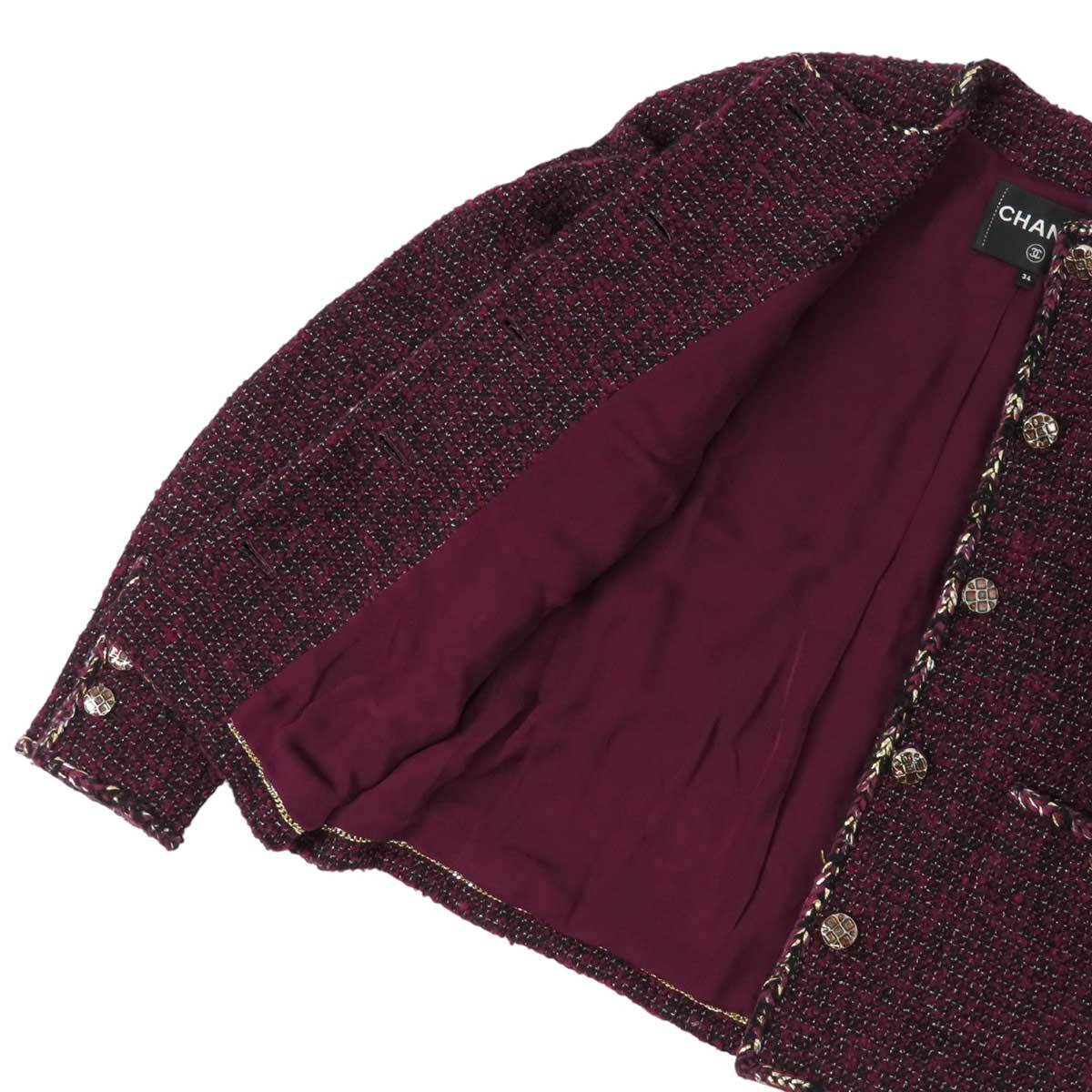 シャネル ココマーク ツイード ジャケット P73202V62315 レディース ボルドー ブラック 他 CHANEL 中古 【アパレル・小物】_画像5