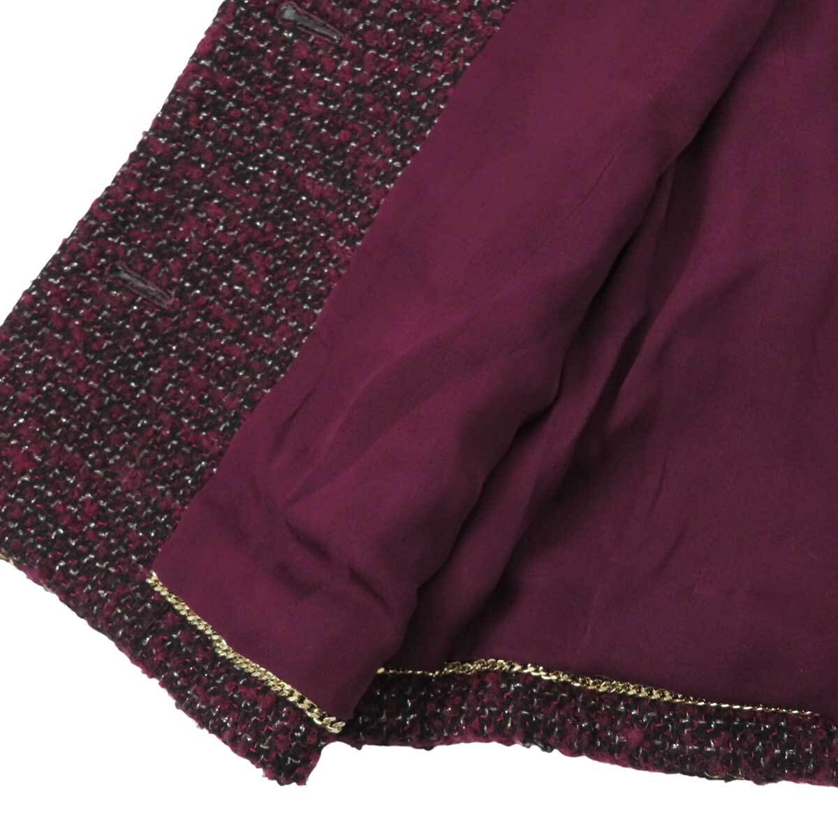 シャネル ココマーク ツイード ジャケット P73202V62315 レディース ボルドー ブラック 他 CHANEL 中古 【アパレル・小物】_画像6