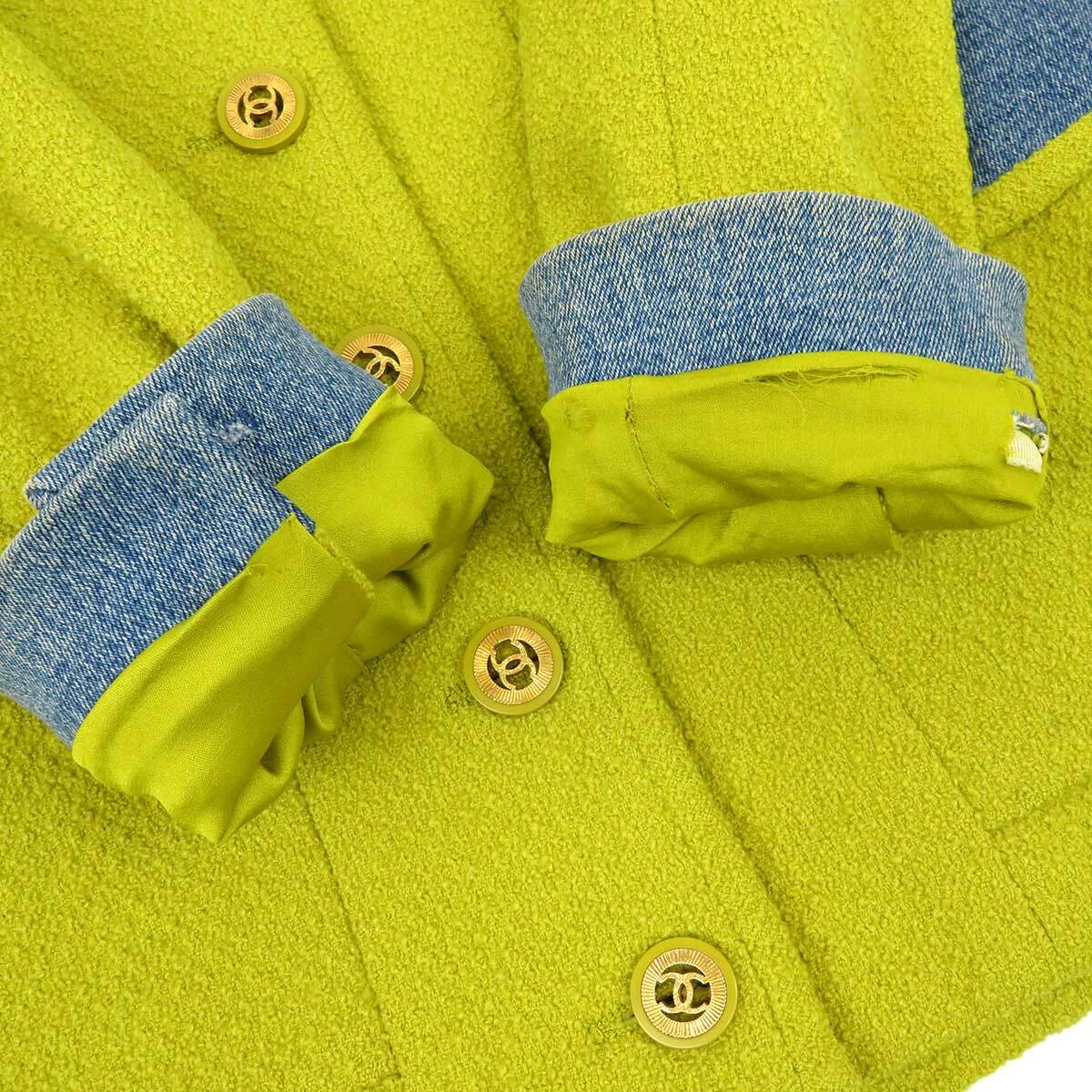 シャネル ココマーク 異素材 ジャケット レディース ライトグリーン CHANEL 中古 【アパレル・小物】_画像6