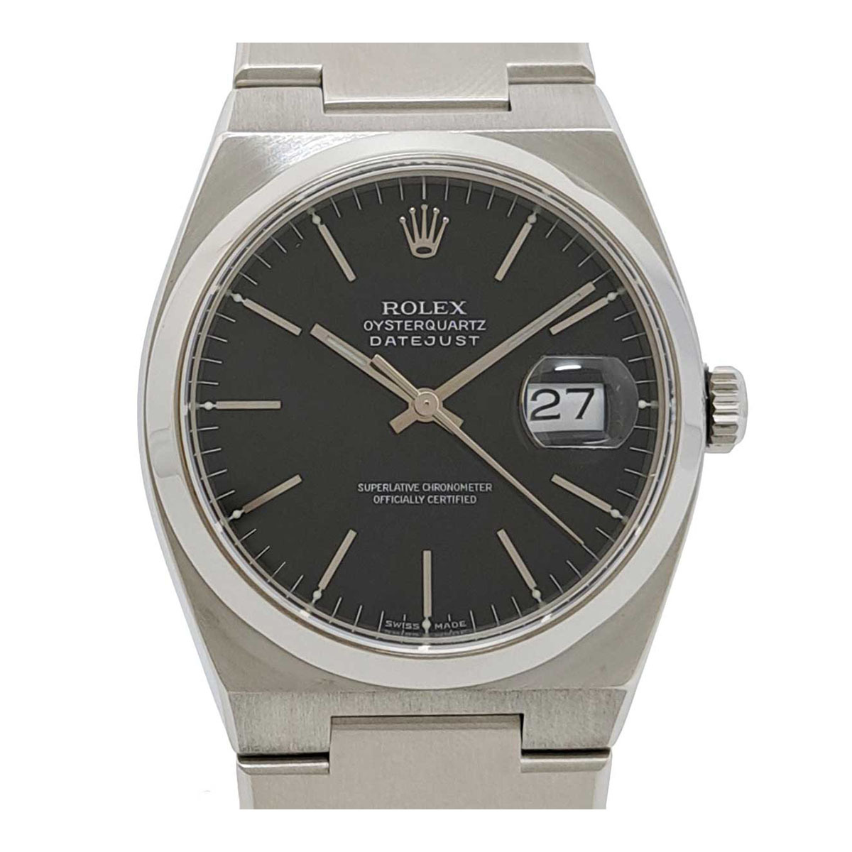 ロレックス デイトジャスト オイスタークォーツ P番 ブラックダイヤル 17000A クオーツ ステンレススティール メンズ ROLEX 中古 【時計】_画像1