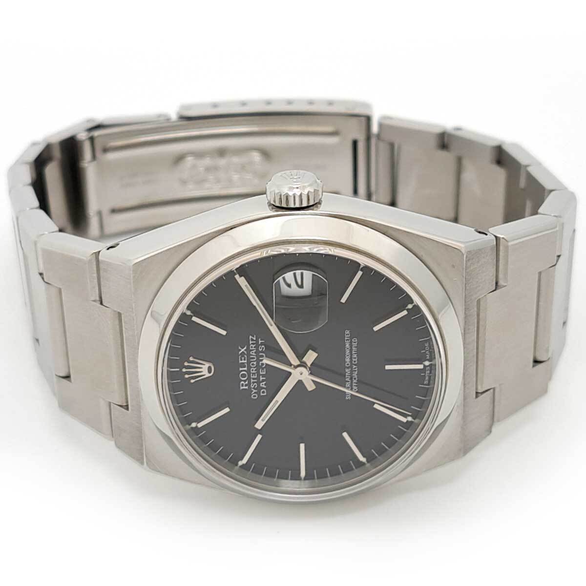 ロレックス デイトジャスト オイスタークォーツ P番 ブラックダイヤル 17000A クオーツ ステンレススティール メンズ ROLEX 中古 【時計】_画像2