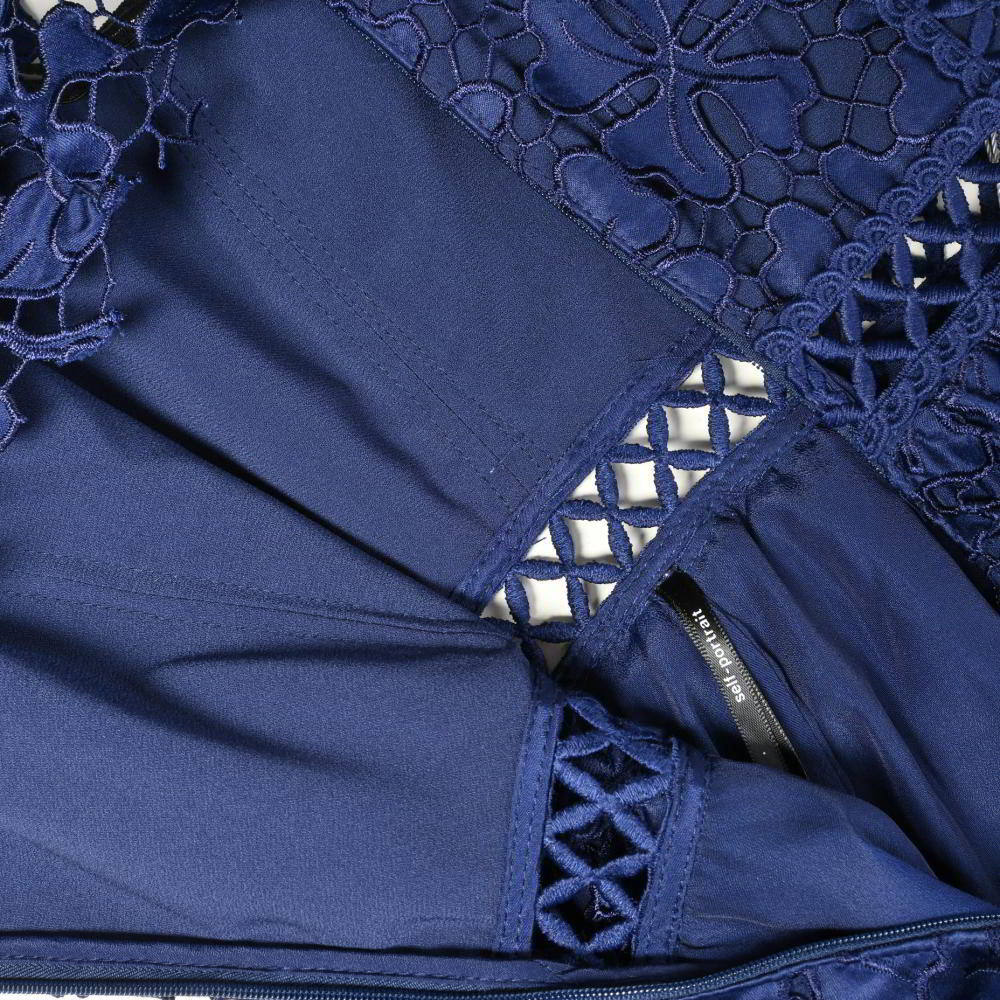 未使用 SELF PORTRAIT クローバー刺繍 レース ドレス UK6 ネイビー セルフポートレイト KL4QHSQU82_画像7