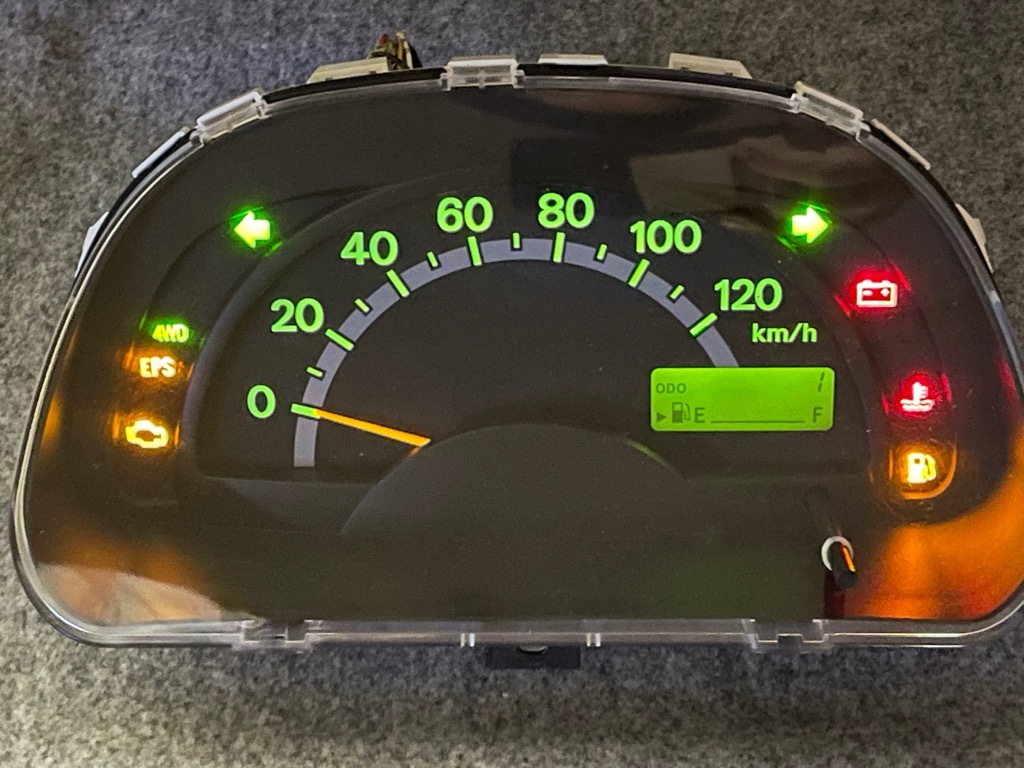 36 完全送料無料! 走行1キロ 下取り必須 修理済品 キャリィ34100-67H03 67H00 H01 H02 LE-DA63T スクラム LE-DG63T 前期 メーターASSY_画像5