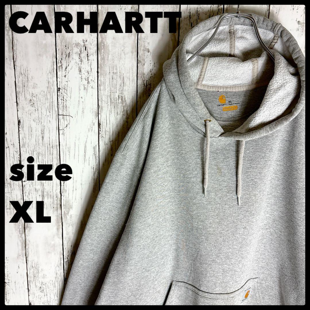carhartt カーハート スウェット プルオーバーパーカー XL 古着 グレー ロゴ_画像1