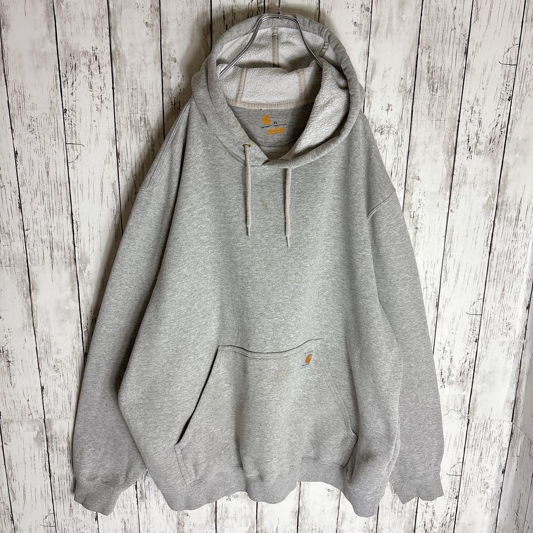 carhartt カーハート スウェット プルオーバーパーカー XL 古着 グレー ロゴ_画像2