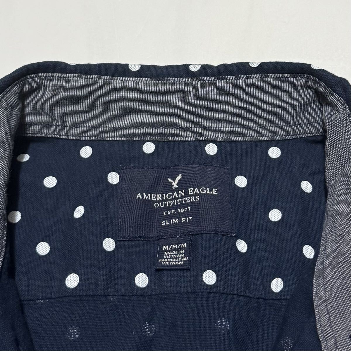 AMERICAN EAGLE OUTFITTERS アメリカンイーグルアウトフィッターズ 長袖ボタンダウンシャツ ドットプリント M_画像4