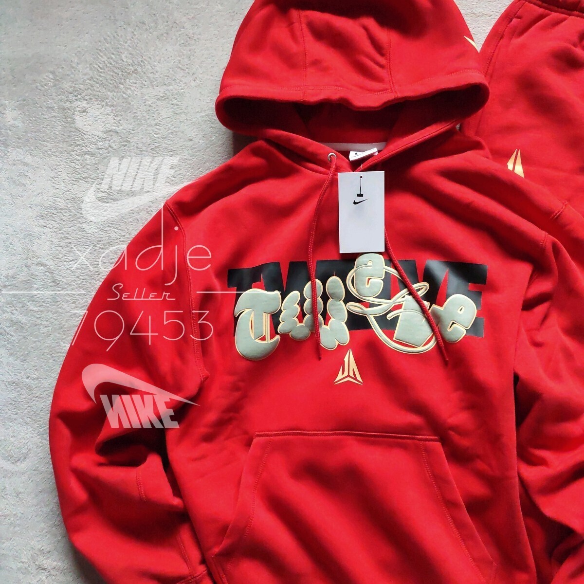 新品 正規品 NIKE ナイキ 上下セット グラフィック プリント スウェット パーカー パンツ セットアップ 定価20020円 赤 レッド 裏起毛 L_画像2