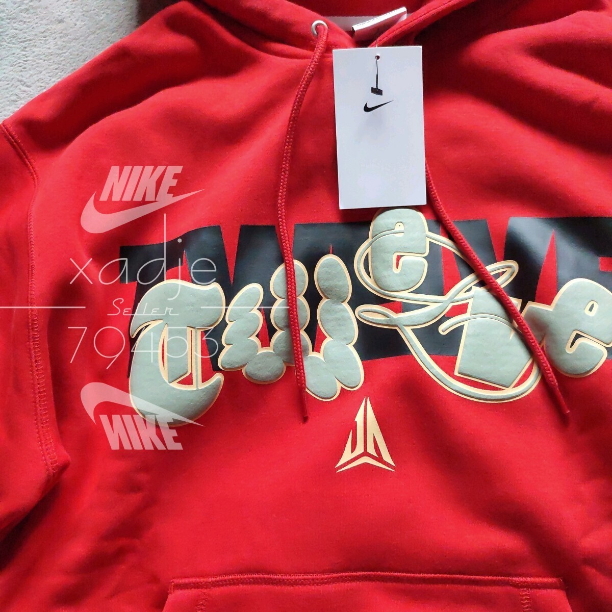 新品 正規品 NIKE ナイキ 上下セット グラフィック プリント スウェット パーカー パンツ セットアップ 定価20020円 赤 レッド 裏起毛 L_画像3