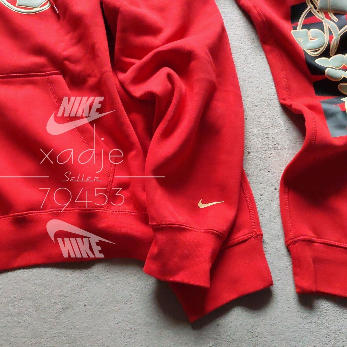 新品 正規品 NIKE ナイキ 上下セット グラフィック プリント スウェット パーカー パンツ セットアップ 定価20020円 赤 レッド 裏起毛 L_画像4