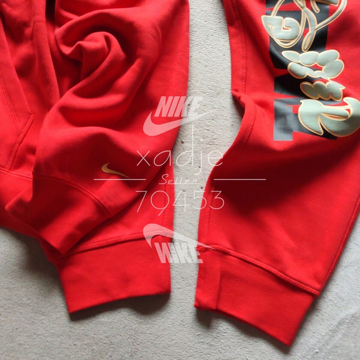 新品 正規品 NIKE ナイキ 上下セット グラフィック プリント スウェット パーカー パンツ セットアップ 定価20020円 赤 レッド 裏起毛 L_画像8