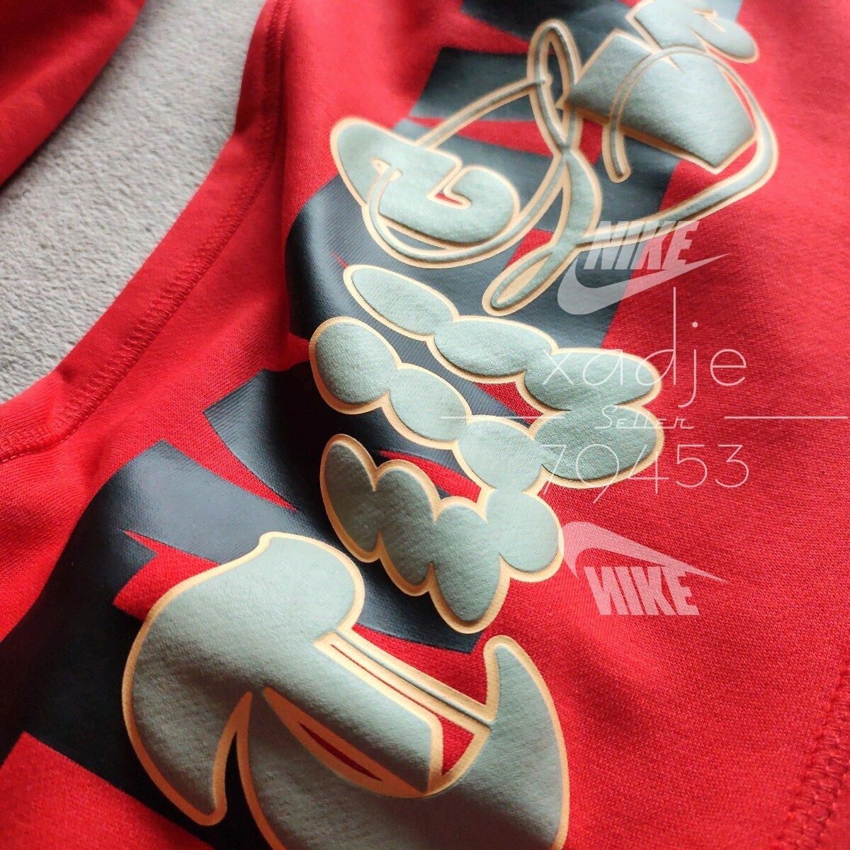 新品 正規品 NIKE ナイキ 上下セット グラフィック プリント スウェット パーカー パンツ セットアップ 定価20020円 赤 レッド 裏起毛 L_画像10