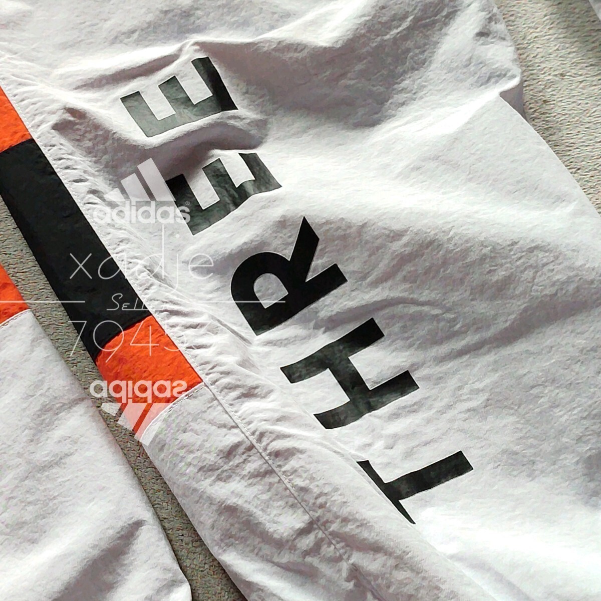 新品 正規品 adidas アディダス 上下セット ナイロン セットアップ 裏地メッシュ付き 薄手 グレー オレンジ 黒 定価18040円 ゆるめ L_画像5