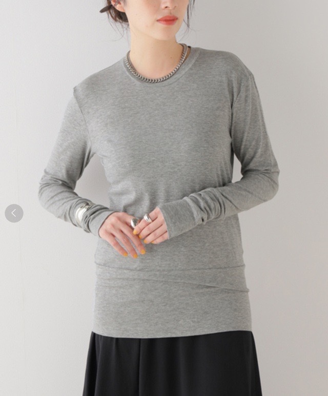 23AW プラージュplage LyocellフライスロングTシャツ◆カットソープルオーバー IENAアローズスピックジャーナルドゥーズィエム グレー