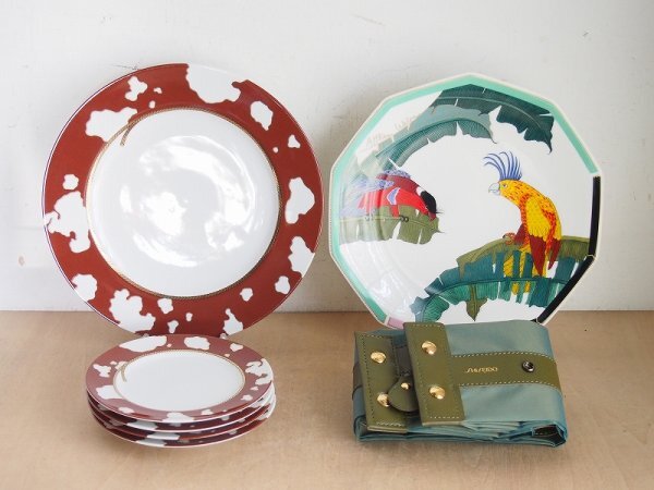 資生堂 プレート&バッグセット SHISEIDO 花椿CLUB 楽園 アルシアウィルソン ANGELA CUMMINGS フォールディングバッグ 1995年 X33_画像1