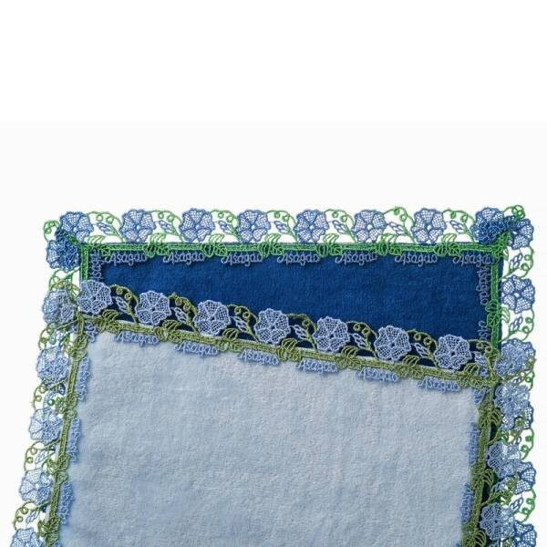 「新品未使用品」 近沢レース シーズン タオルハンカチ 朝顔 アクアブルー 完売商品 近沢レース店 ハンカチ_画像2