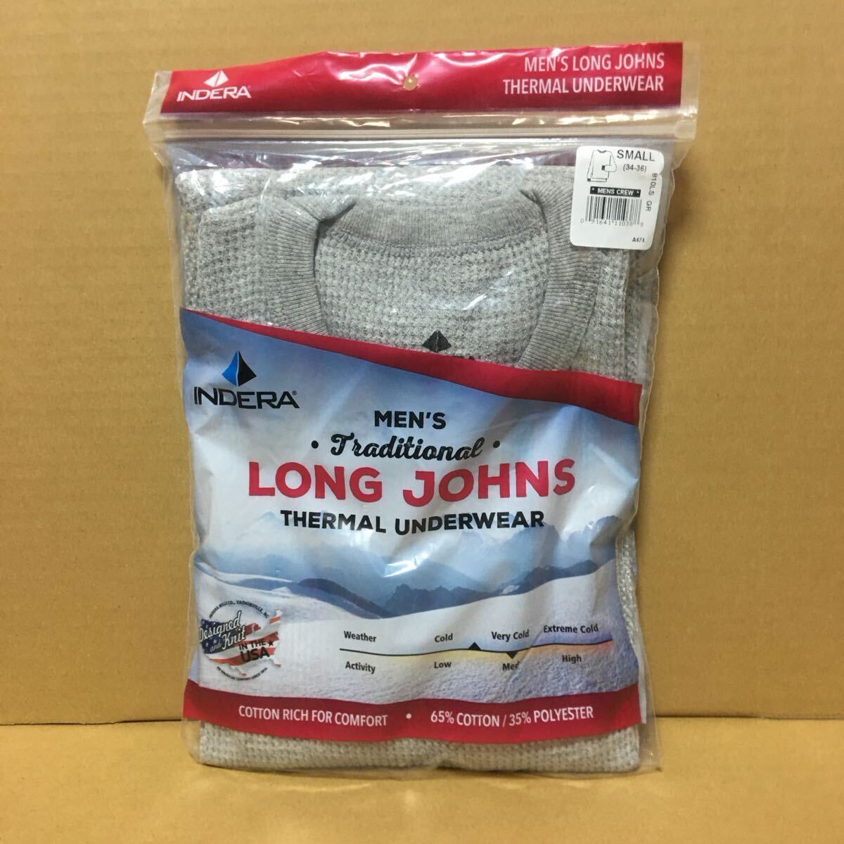 INDERA MILLS グレー S 灰色 サーマル 長袖Tシャツ インデラミルズ LONG JOHNS カットソー ロンT 防寒 肌着 インナー ヒート 無地_画像1