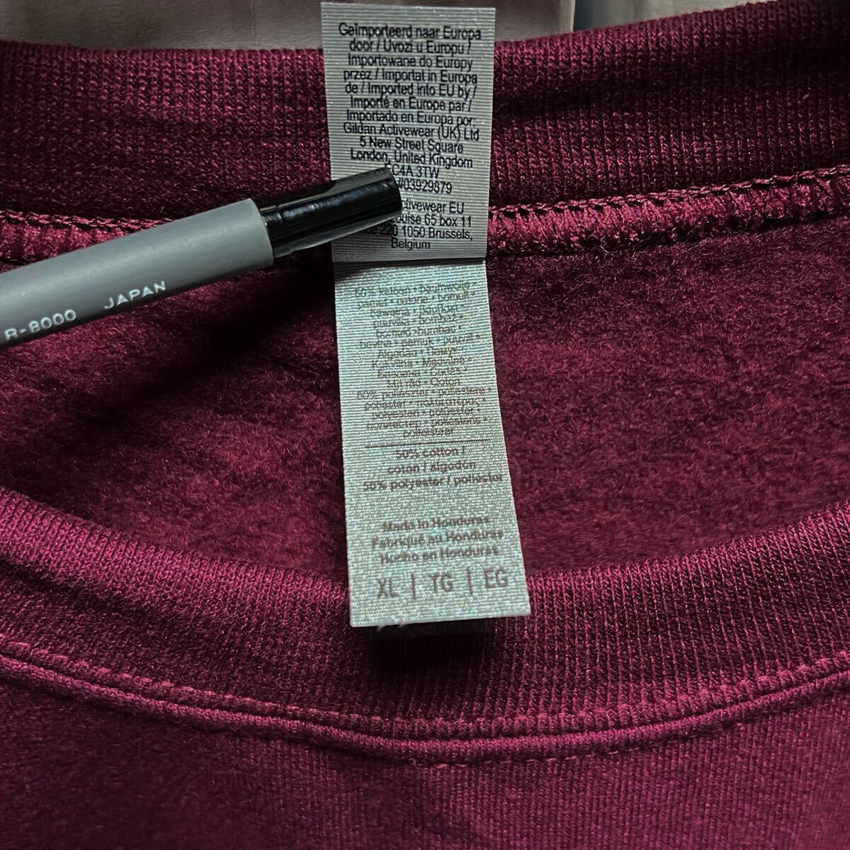 GILDAN マルーン XL セットイン トレーナー ワインレッド 紫 バーガンディ 8.0oz スウェット ギルダン 無地 長袖 裏起毛_画像3