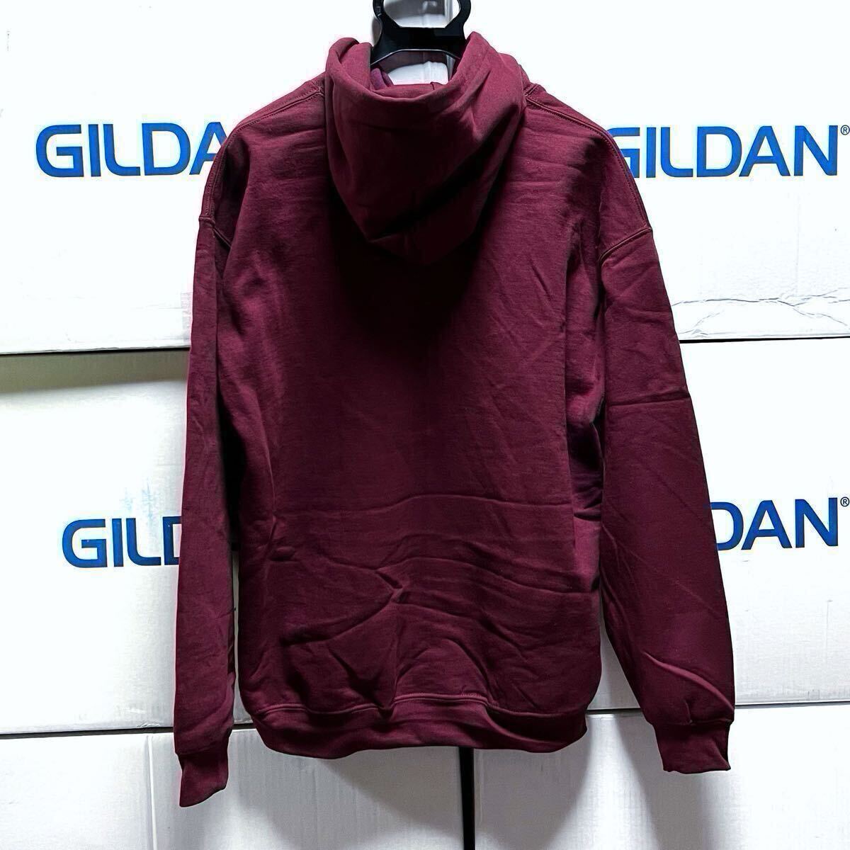 GILDAN マルーン XL ワインレッド 紫 プルオーバー 8.0oz スウェット パーカー カブリパーカー フーディー ギルダン 無地 長袖裏起毛フード_画像4